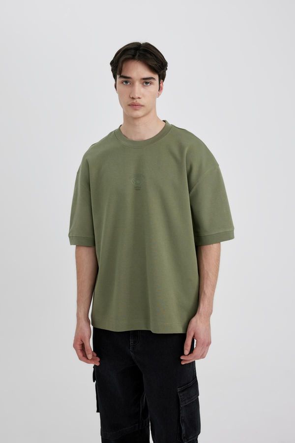DEFACTO DEFACTO Loose Fit Crew Neck Printed Short Sleeve Heavy Fabric T-Shirt