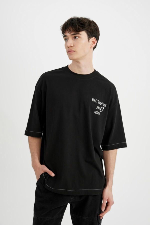 DEFACTO DEFACTO Loose Fit Crew Neck Printed Short Sleeve T-Shirt