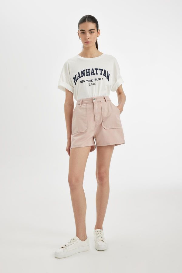 DEFACTO DEFACTO Mom Fit High Waist Short Leg Gabardine Shorts