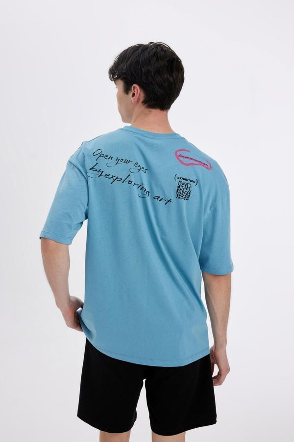 DEFACTO DEFACTO Oversize Fit Crew Neck Back Printed Short Sleeve T-Shirt