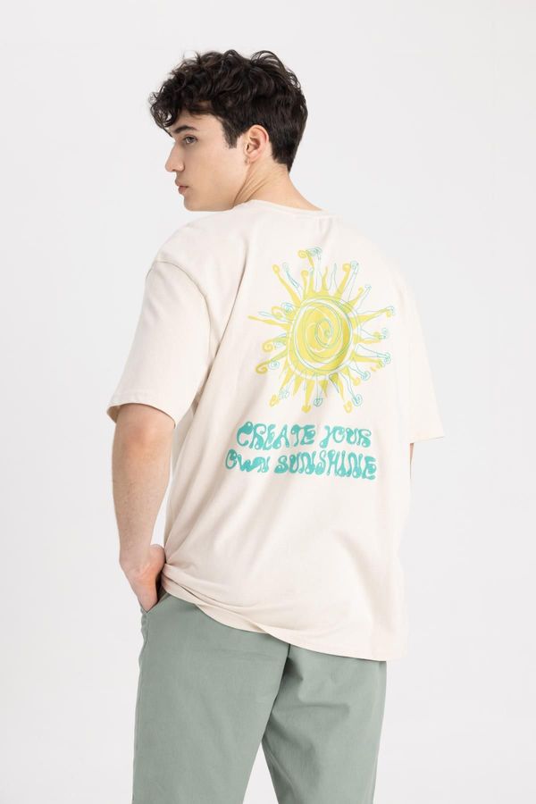 DEFACTO DEFACTO Oversize Fit Crew Neck Back Printed Short Sleeve T-Shirt