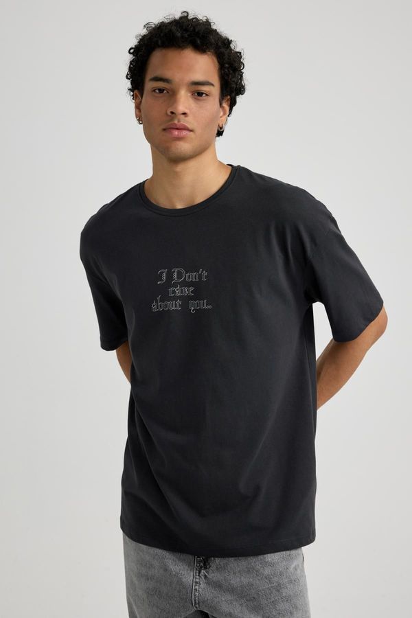 DEFACTO DEFACTO Oversize Fit Crew Neck Printed Short Sleeve T-Shirt