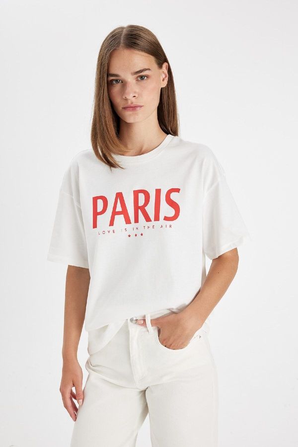 DEFACTO DEFACTO Oversize Fit Crew Neck Printed Short Sleeve T-Shirt