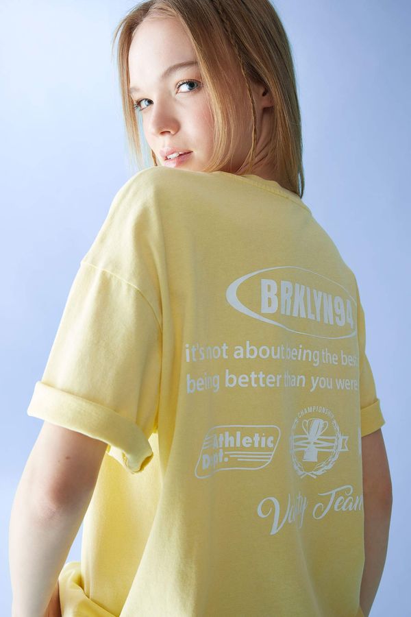 DEFACTO DEFACTO Oversize Fit Crew Neck Printed Short Sleeve T-Shirt