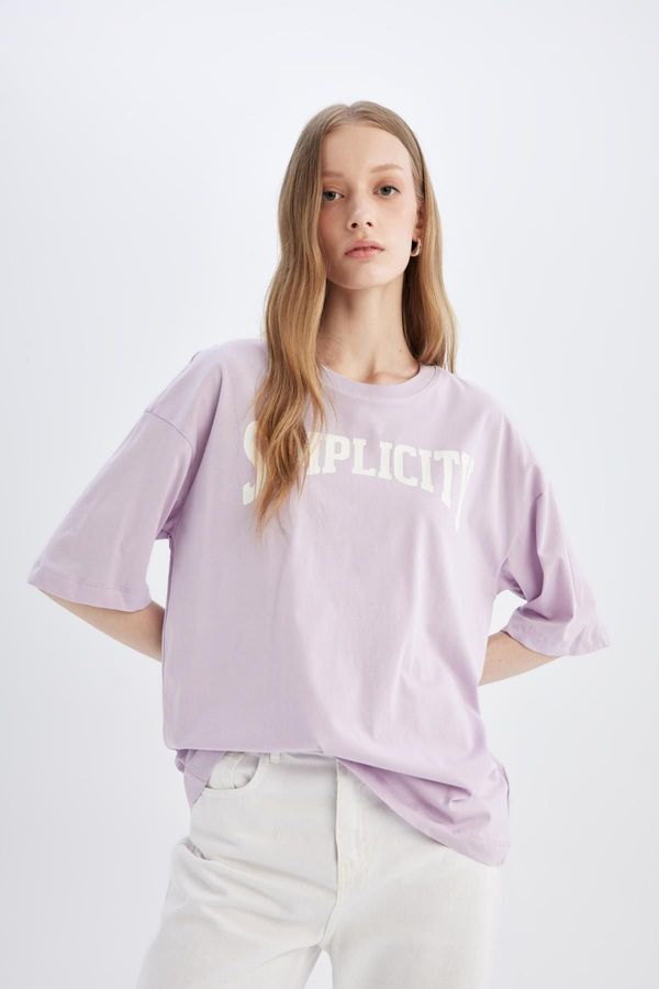 DEFACTO DEFACTO Oversize Fit Crew Neck Printed Short Sleeve T-Shirt