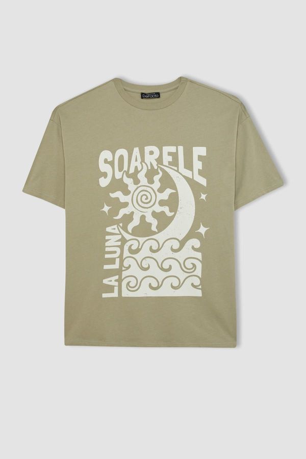 DEFACTO DEFACTO Oversize Fit Crew Neck Printed Short Sleeve T-Shirt