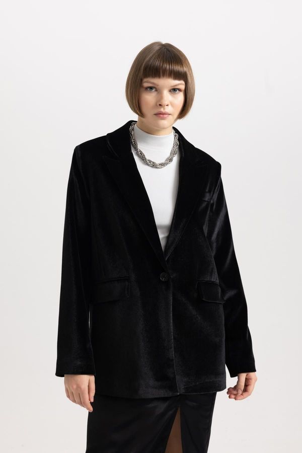 DEFACTO DEFACTO Oversize Fit Velvet Blazer Jacket