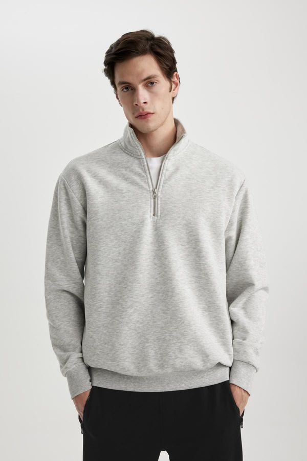 DEFACTO DEFACTO Oversize Fit Zippered Polo Neck Sweatshirt