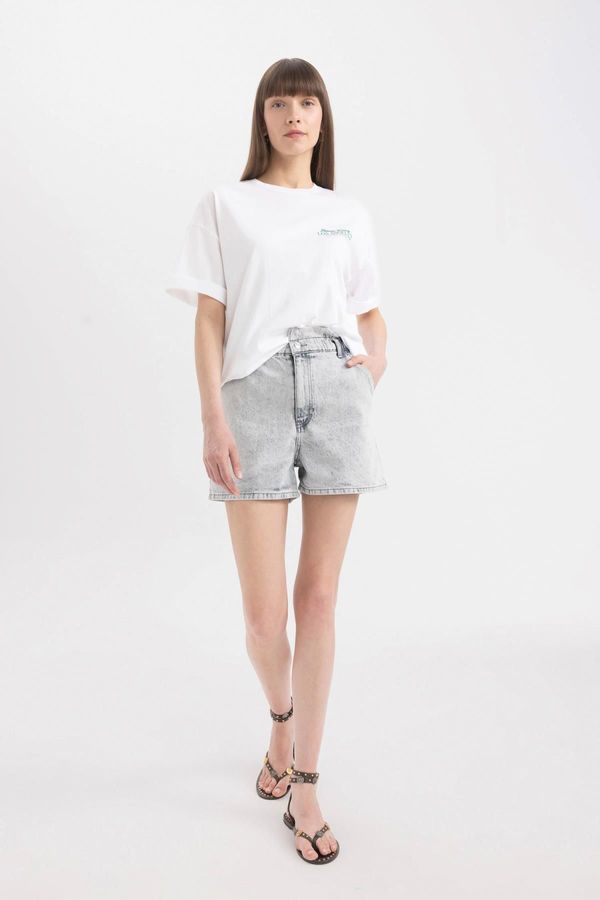 DEFACTO DEFACTO Paperbag High Waist Fold-Ankle Jean Shorts
