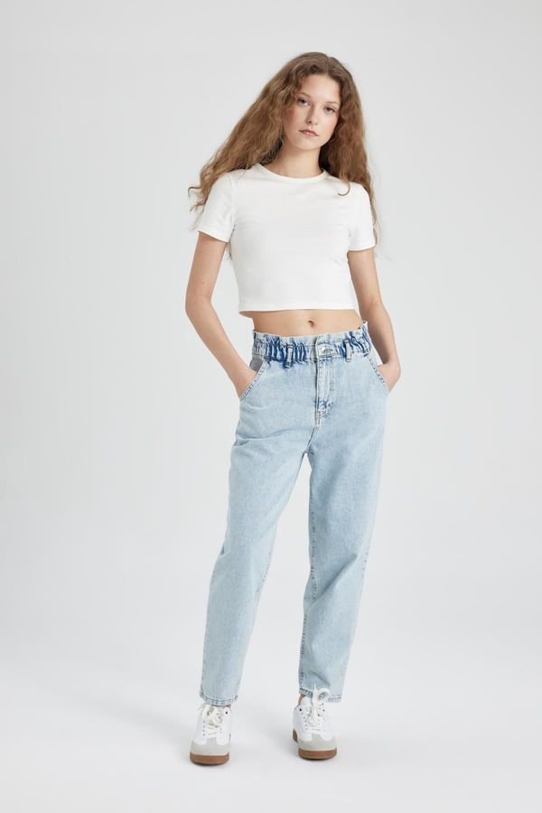 DEFACTO DEFACTO Paperbag High Waist Relaxed Leg Ankle Length Jeans