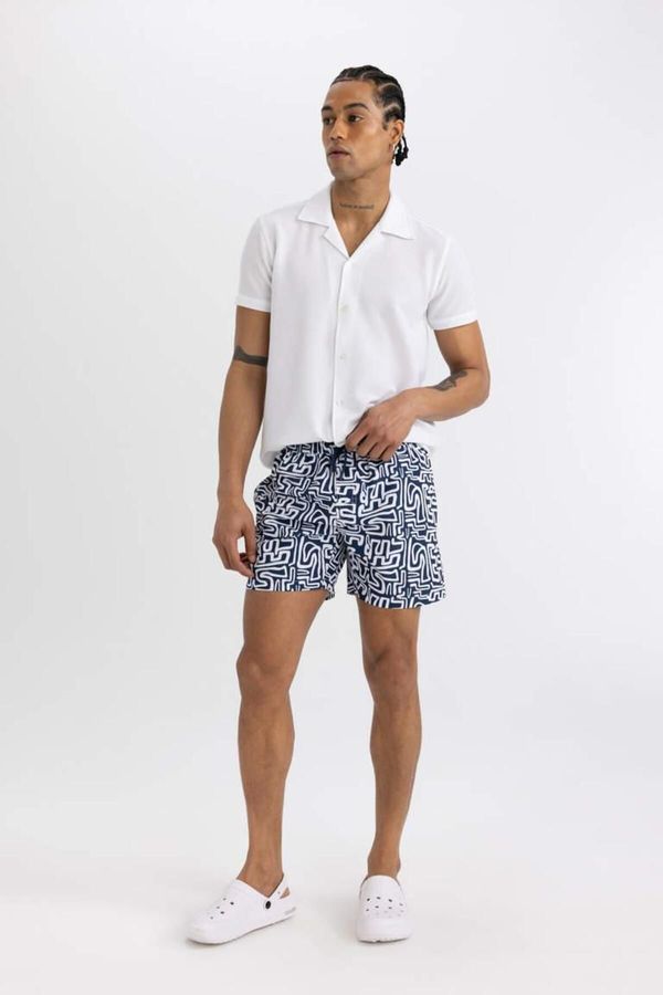 DEFACTO DEFACTO Patterned Mesh Lined Short Length Swim Shorts