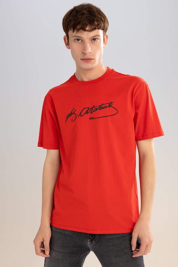 DEFACTO DEFACTO Regular Fit Crew Neck Ataturk Printed Short Sleeve T-Shirt