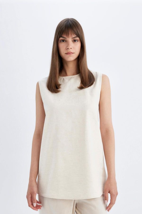 DEFACTO DEFACTO Regular Fit Crew Neck Cotton Sleeveless Tunic