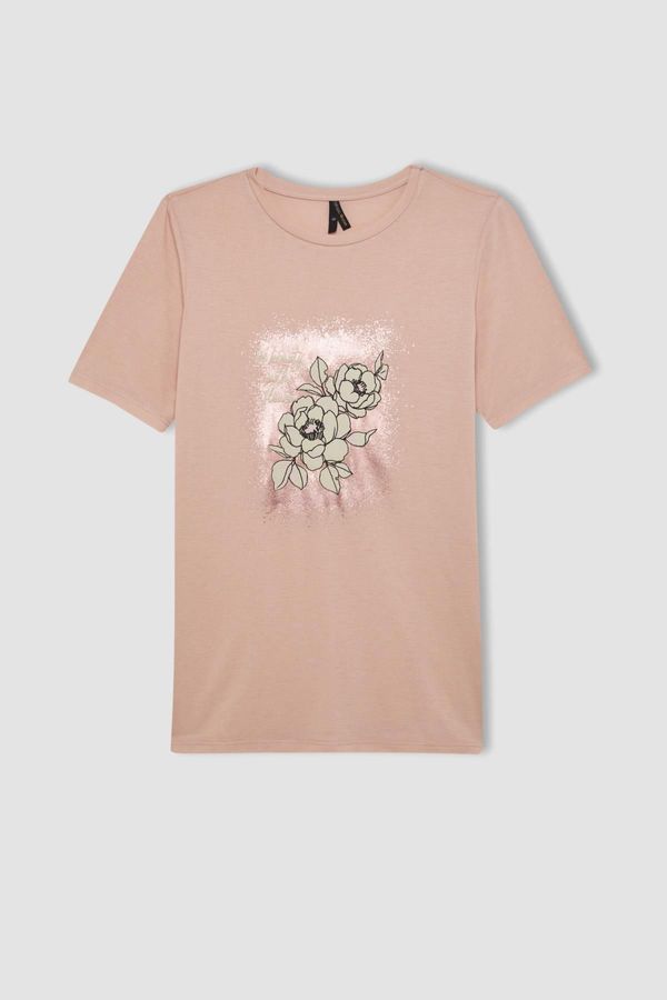DEFACTO DEFACTO Regular Fit Crew Neck Floral Short Sleeve T-Shirt