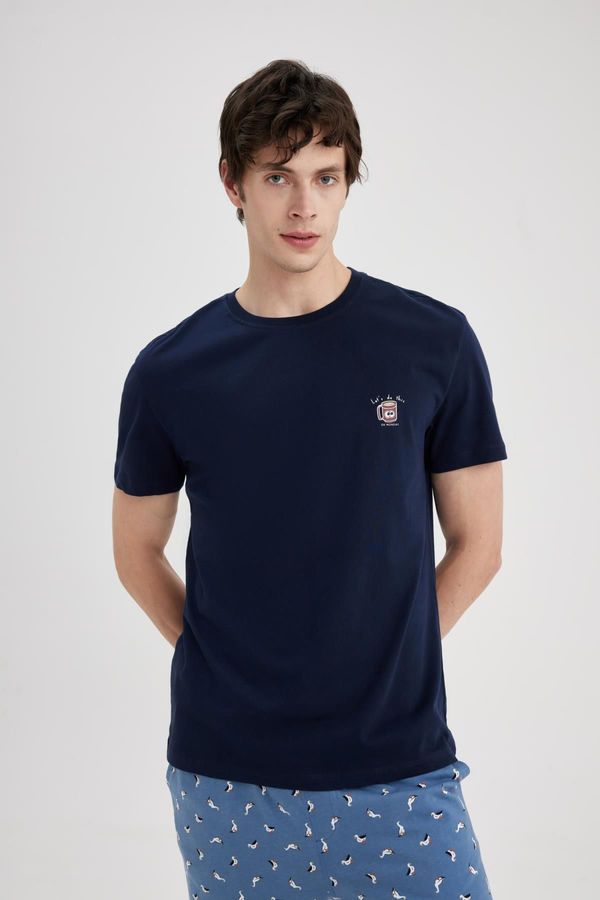 DEFACTO DEFACTO Regular Fit Crew Neck Printed Short Sleeve Pajama Top