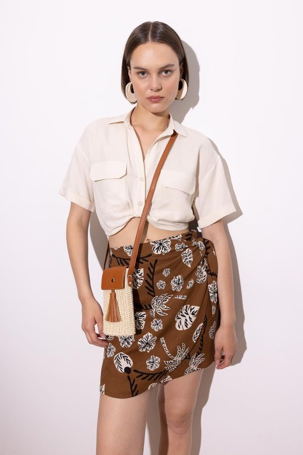 DEFACTO DEFACTO Regular Fit Loose Collar Linen Blend Short Sleeve Shirt