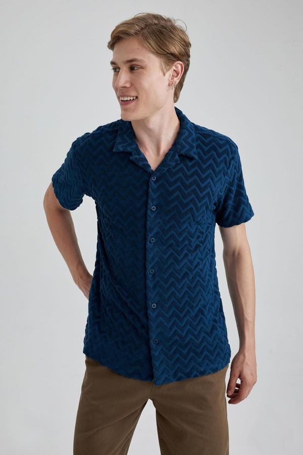 DEFACTO DEFACTO Regular Fit Printed Terry Cloth Short Sleeve Shirt