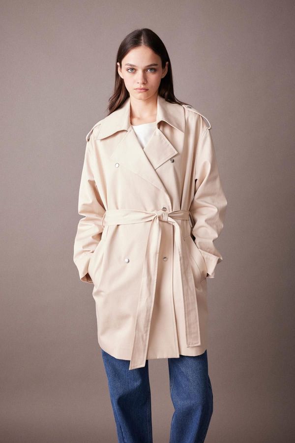 DEFACTO DEFACTO Relax Fit Belted Trench Coat