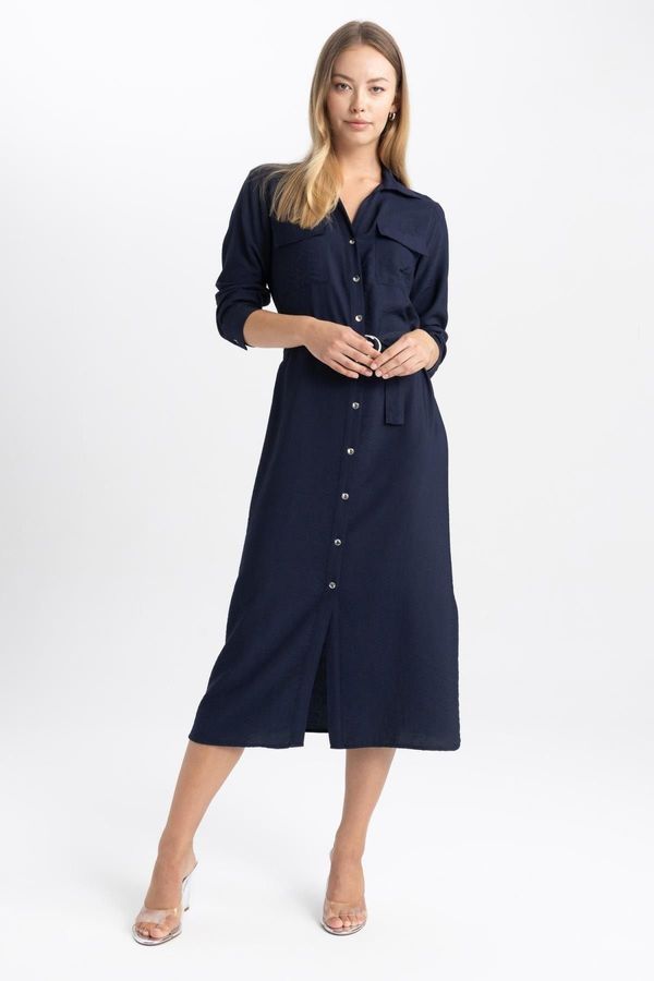 DEFACTO DEFACTO Shirt Collar Aerobin Midi Long Sleeve Dress