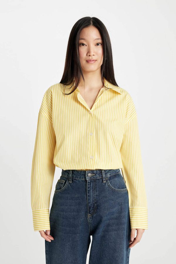 DEFACTO DEFACTO Shirt Collar Poplin Long Sleeve Crop Shirt