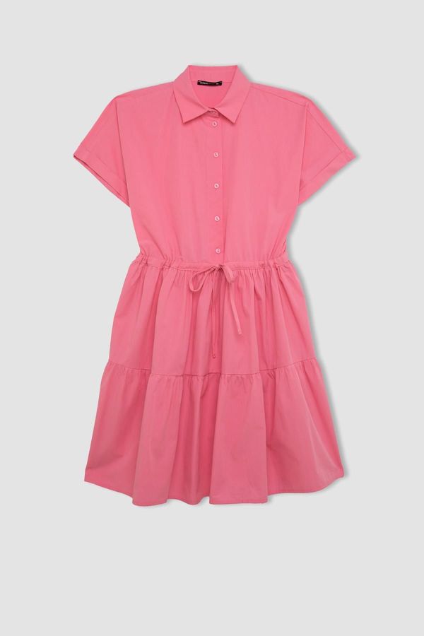 DEFACTO DEFACTO Shirt Collar Poplin Short Sleeve Midi Dress