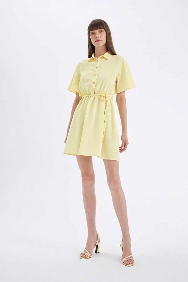 DEFACTO DEFACTO Shirt Collar Short Sleeve Mini Dress