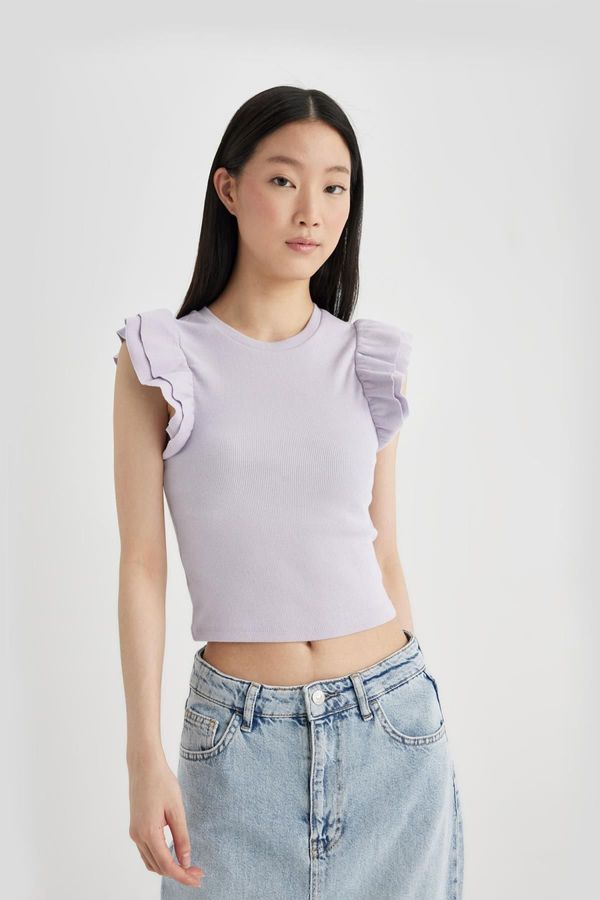 DEFACTO DEFACTO Slim Fit Crew Neck Ribbed Camisole Short Sleeve T-Shirt