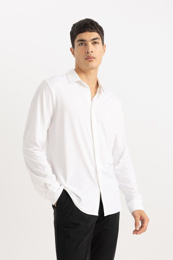 DEFACTO DEFACTO Slim Fit Polo Collar Long Sleeve Shirt