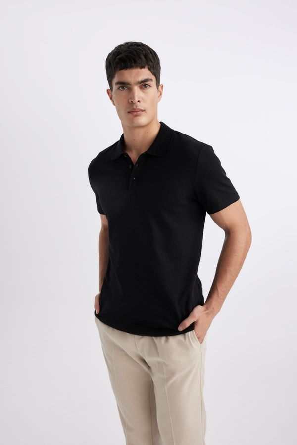 DEFACTO DEFACTO Slim Fit Polo Neck Basic Short Sleeve Cotton T-Shirt