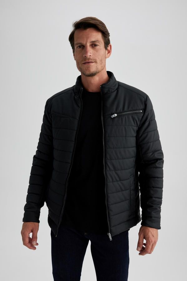 DEFACTO DEFACTO Slim Fit Stand Collar Jacket Faux Leather Coat