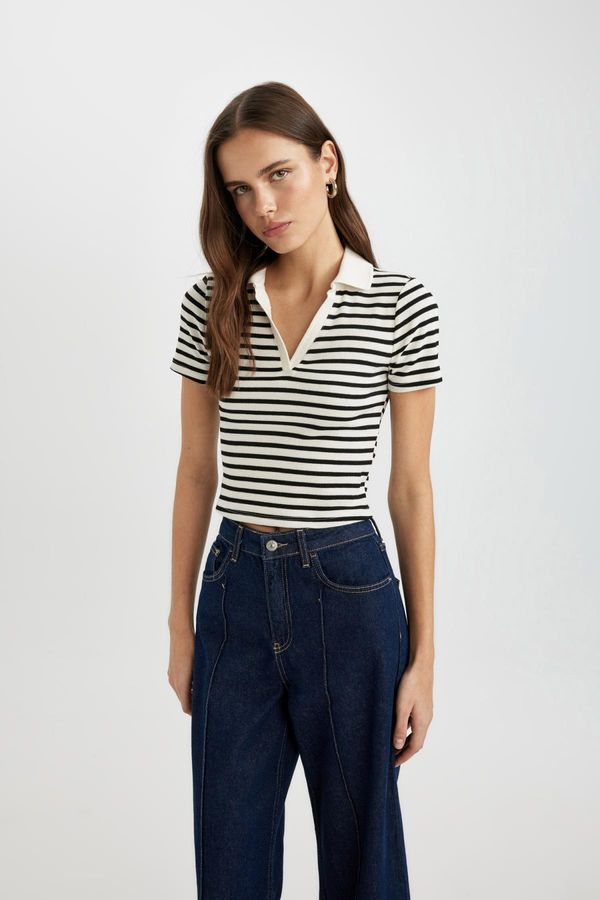 DEFACTO DEFACTO Slim Fit Striped Short Sleeve Polo T-Shirt
