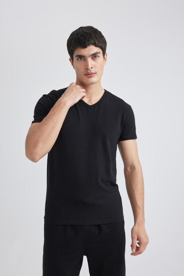 DEFACTO DEFACTO Slim Fit V Neck Short Sleeve Top