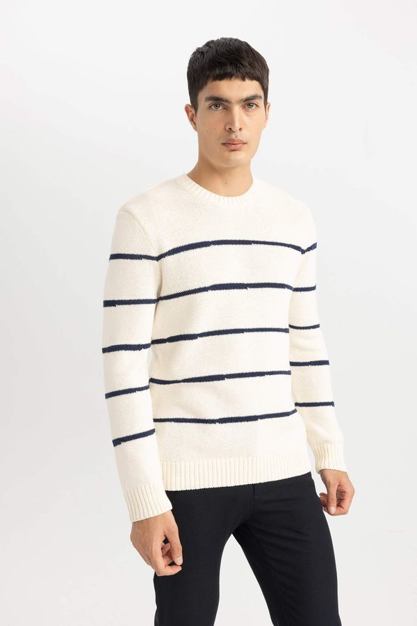 DEFACTO DEFACTO Standard Fit Crew Neck Striped Pullover