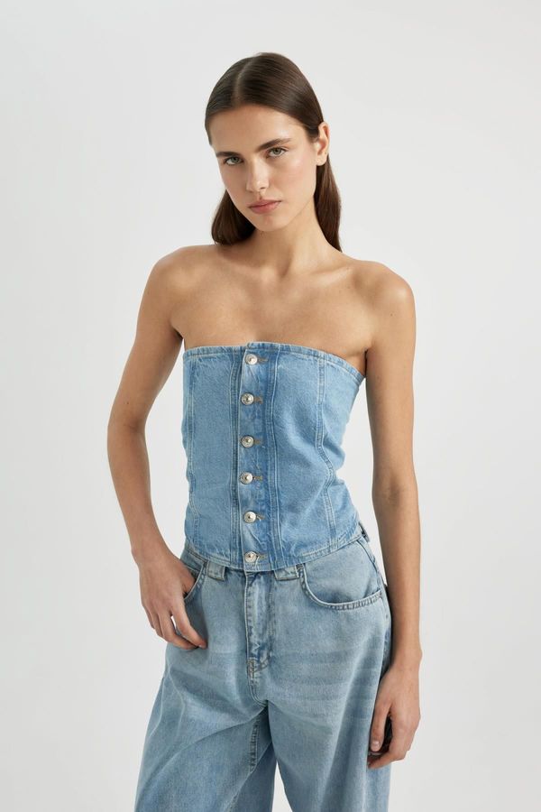 DEFACTO DEFACTO Strapless Jean Blouse