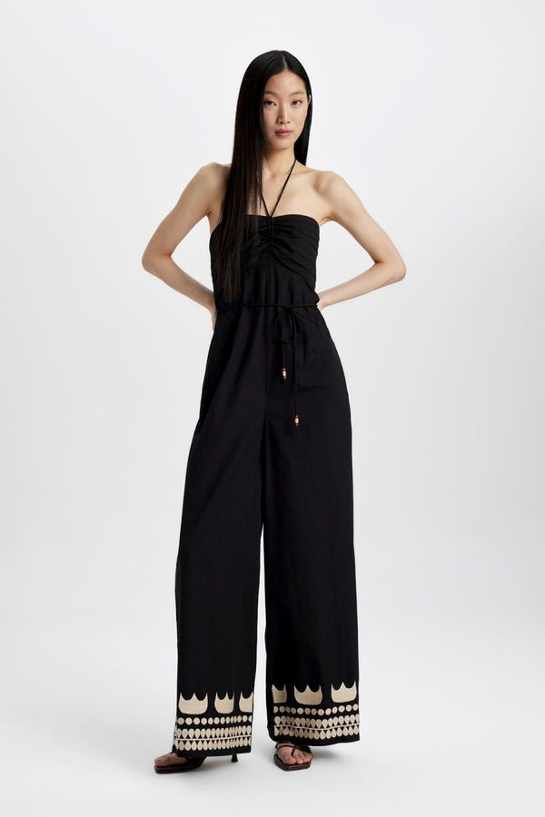 DEFACTO DEFACTO Strapless Poplin Wide Leg Long Jumpsuit