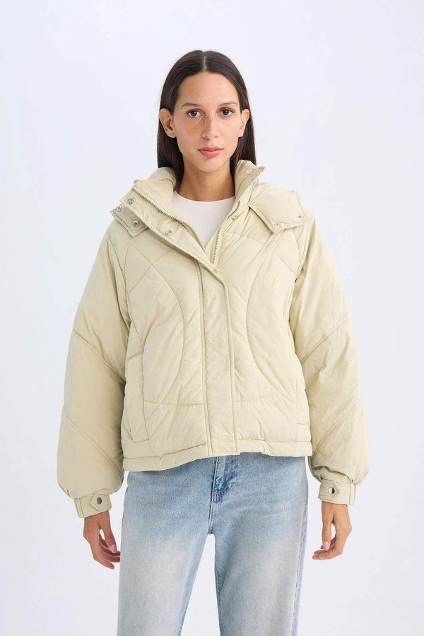 DEFACTO DEFACTO Water Repellent Hooded Quilted Pocket Zippered Coat