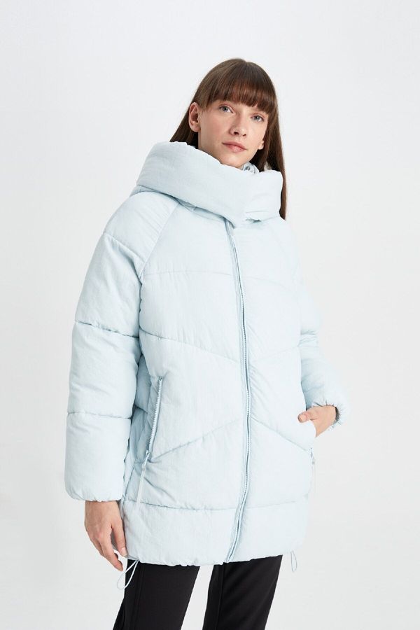 DEFACTO DEFACTO Water Repellent Oversize Wide Mould Puffer Long Coat Parka Heat Insulated Hooded Pocket