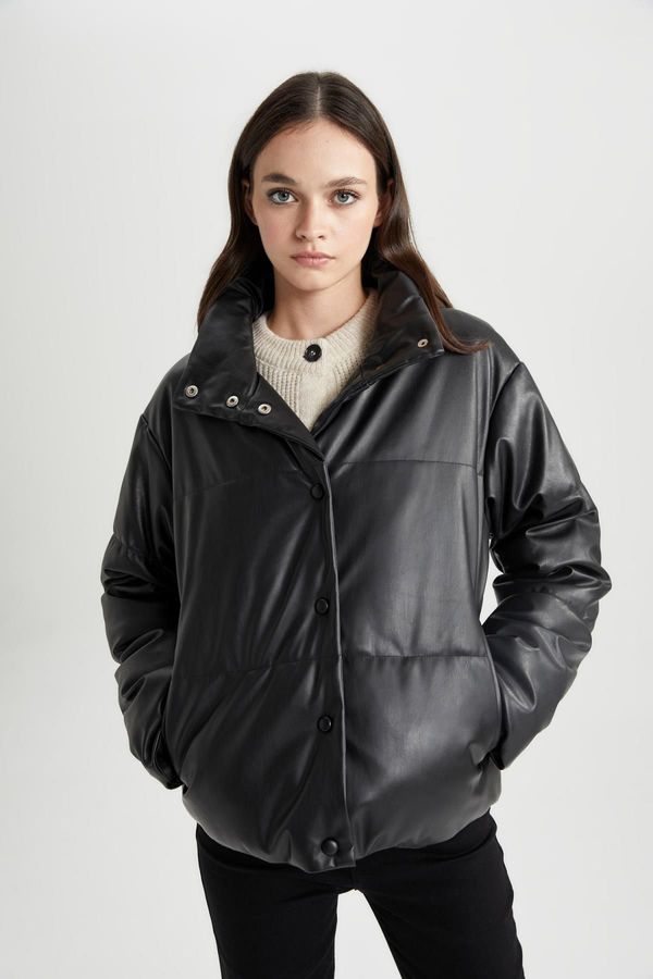 DEFACTO DEFACTO Waterproof Relax Fit Faux Leather Coat