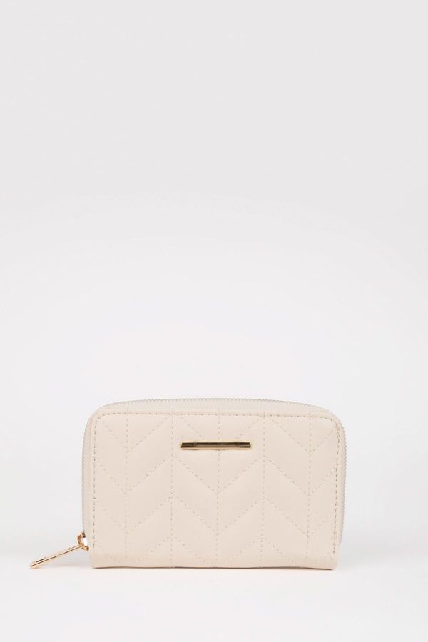 DEFACTO DEFACTO Women's Quilted Faux Leather Embroidery Wallet