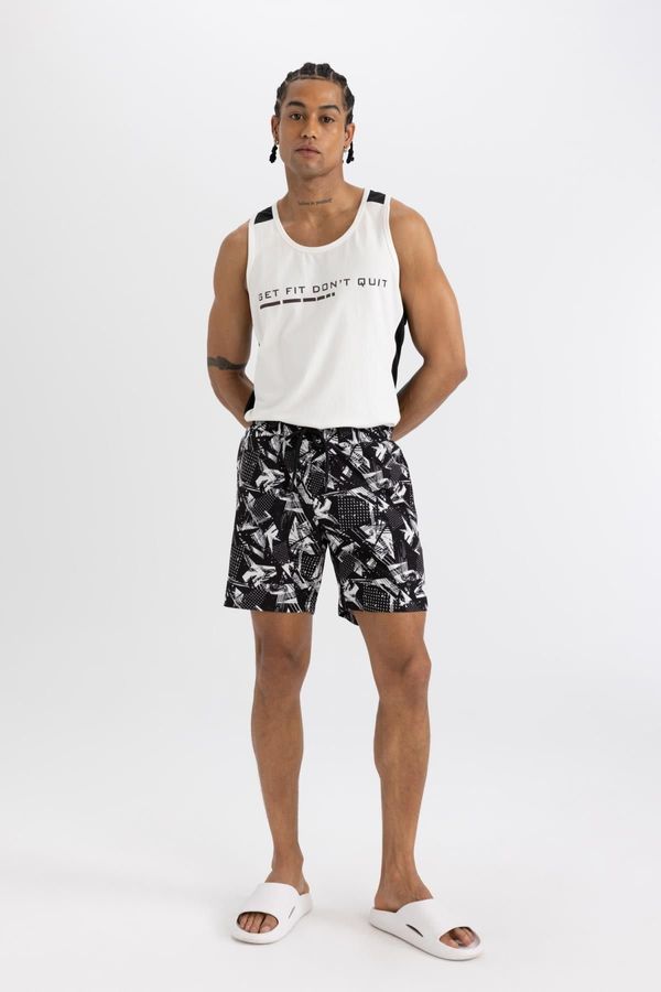 DEFACTO DeFactoFit Regular Fit Printed Flexible Textured Short Swim Shorts
