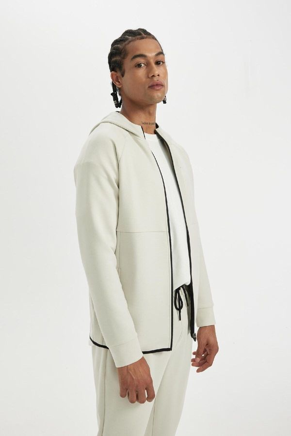 DEFACTO DeFactoFit Slim Fit Zippered Scuba Diving Fabric Cardigan