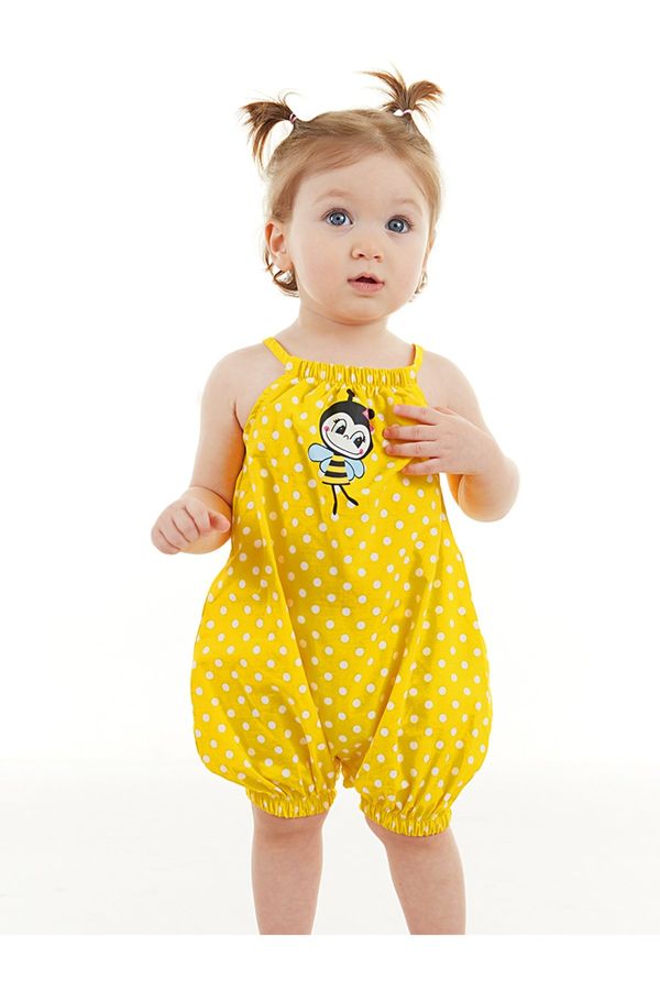 Denokids Denokids Bee Baby Girl Poplin Yellow Overalls