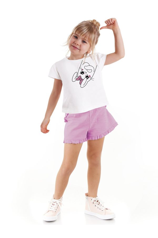 Denokids Denokids Ribbed Rabbit Girls Kids T-shirt Shorts Set