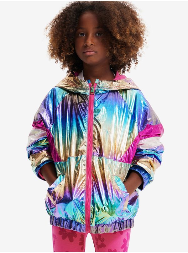 DESIGUAL Desigual Rainbow Metallic Pink & Blue Girls' Jacket - Girls