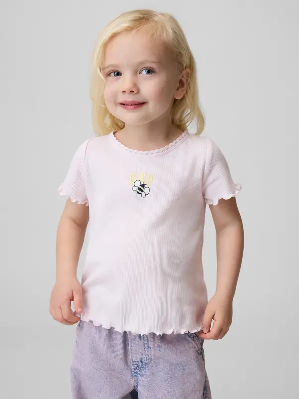 GAP Детска оребрена тениска GAP с лого - Момичета