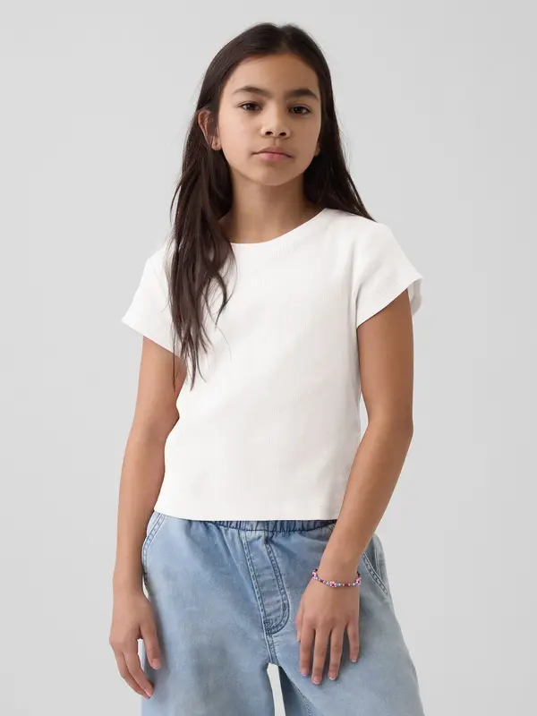 GAP Детска оребрена тениска с лого на GAP - за момичета