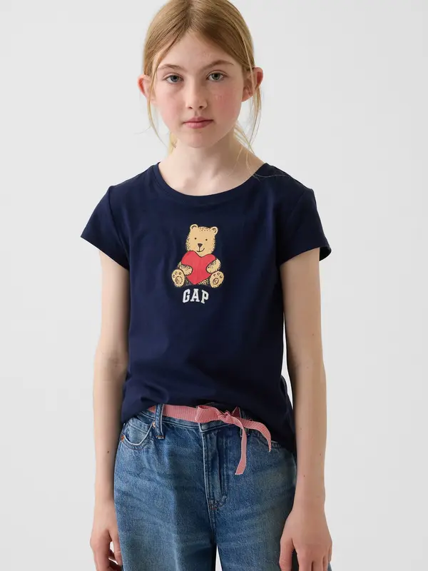 GAP Детска тениска GAP с лого - за момичета