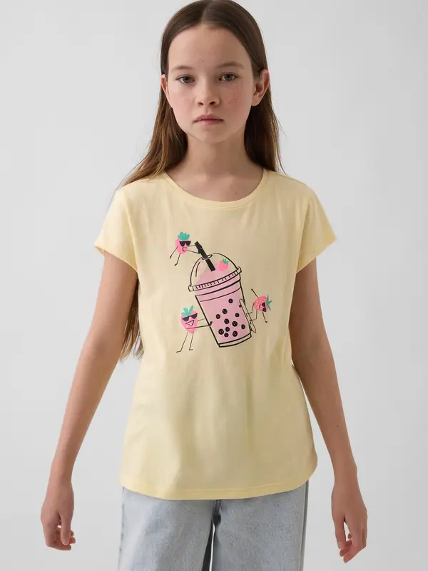 GAP Детска тениска с щампа GAP за момичета