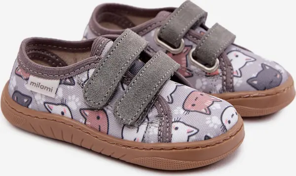 Milami Детски боси пантофи с котки Милами сиви