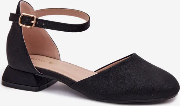 EVENTO Детски черни сандали на нисък ток Nelly